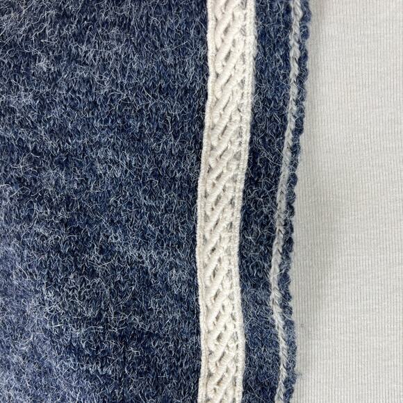 Paper Crane Sleeveless Navy and Cream Cozy Open Waterfall Fringe Cardigan Size S - Picture 6 of 9